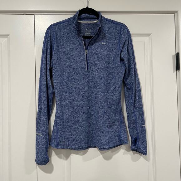 Nike Running Dri Fit‎ Women's Heathered Blue Half Zip Sweatshirt Sz Med - Picture 1 of 9